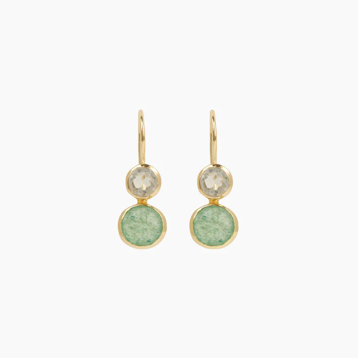18ct Gold Plated Brass Green Aventurine Earrings