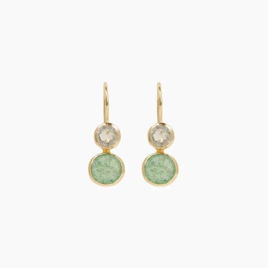 18ct Gold Plated Brass Green Aventurine Earrings