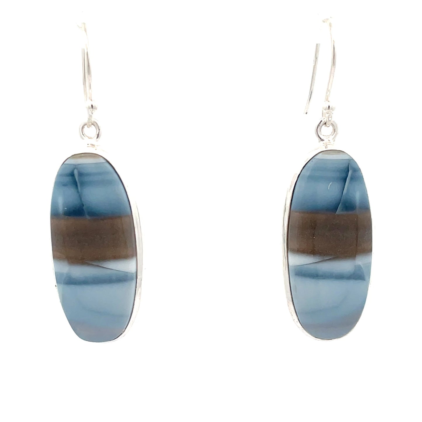Sterling Silver Blue Chalcedony and Onyx Drop Earrings