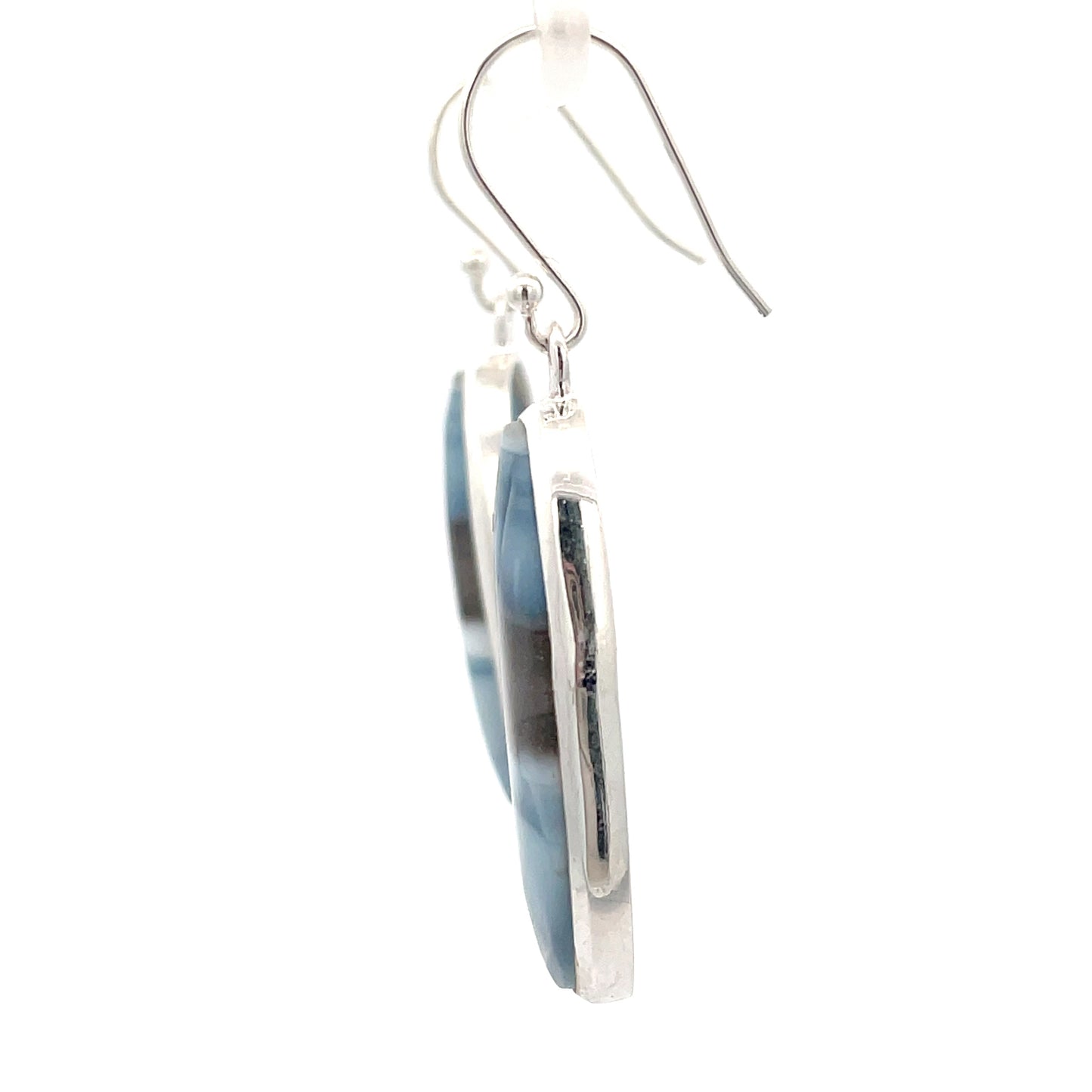 Sterling Silver Blue Chalcedony and Onyx Drop Earrings