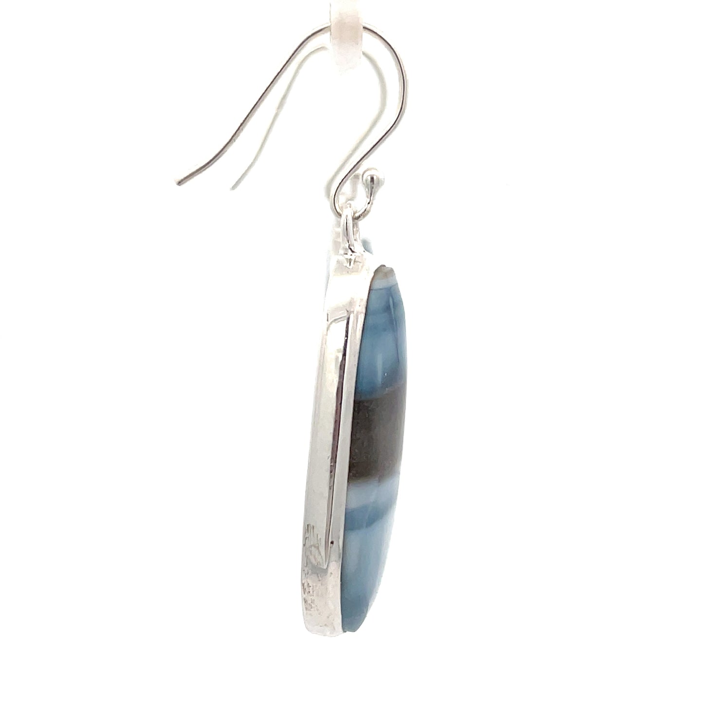 Sterling Silver Blue Chalcedony and Onyx Drop Earrings
