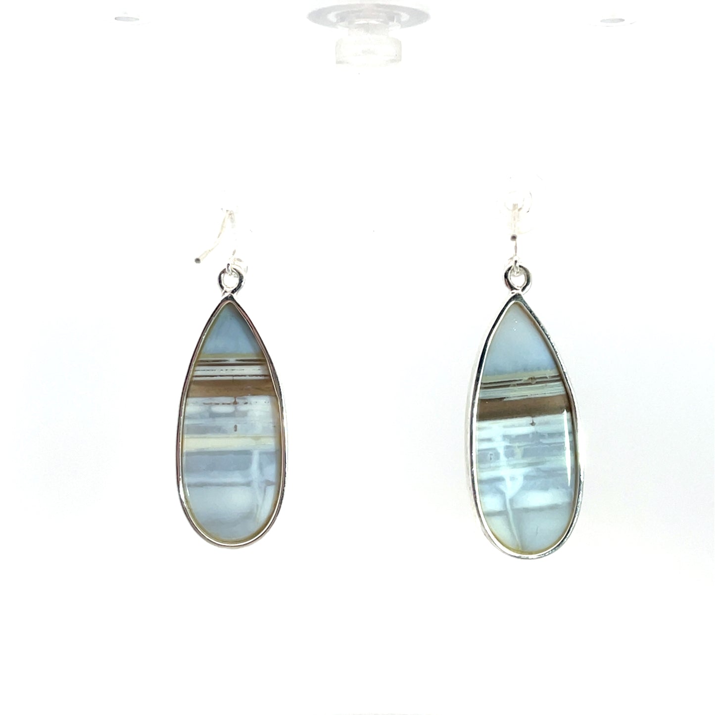 Sterling Silver Light Blue Chalcedony Drop Earrings