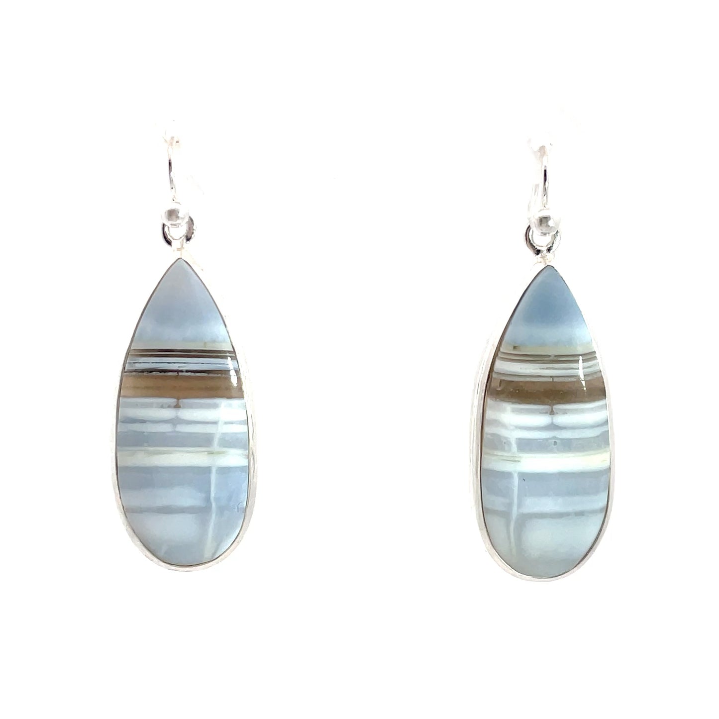 Sterling Silver Light Blue Chalcedony Drop Earrings