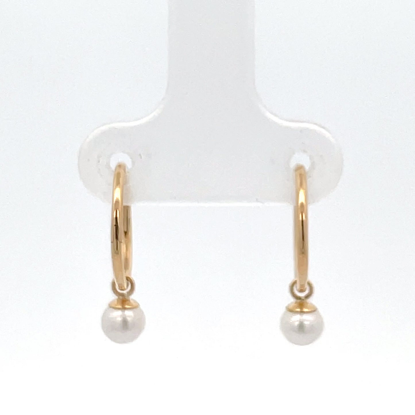 9ct Yellow Gold Sleepers with Pearl Drops