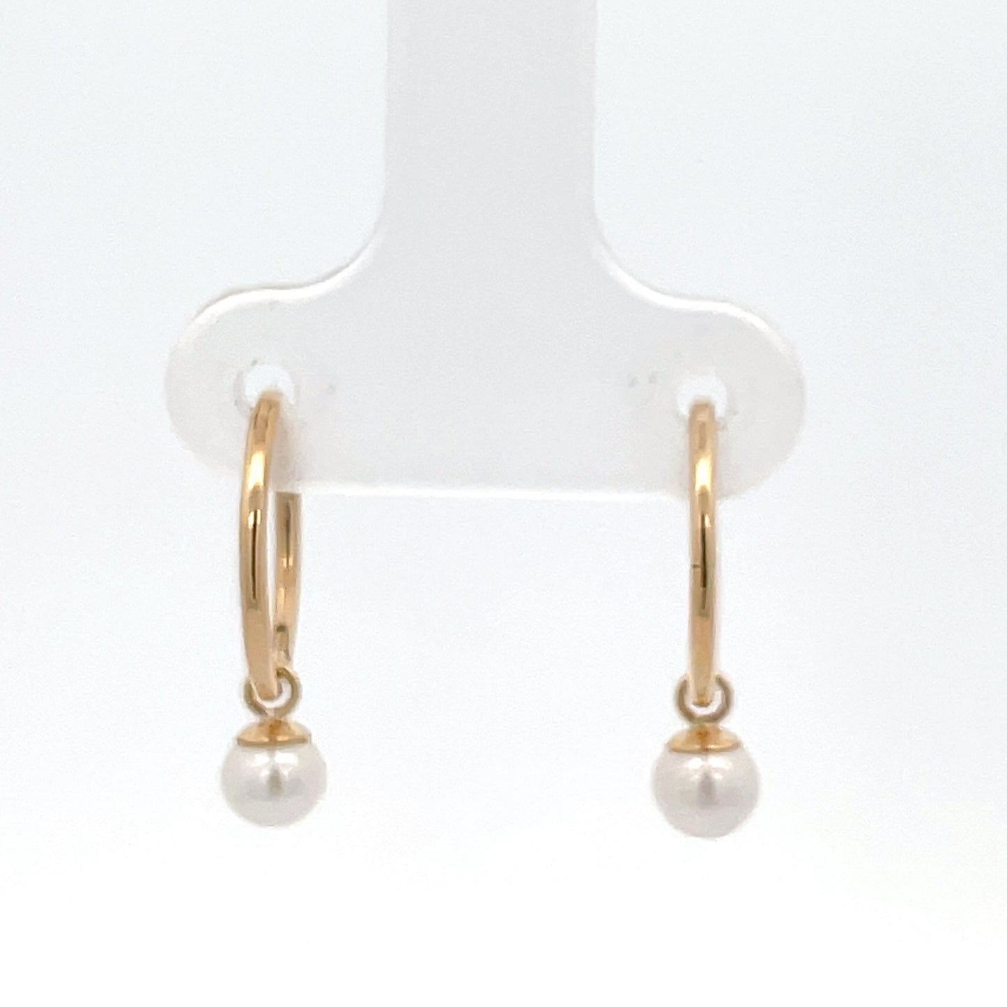 9ct Yellow Gold Sleepers with Pearl Drops