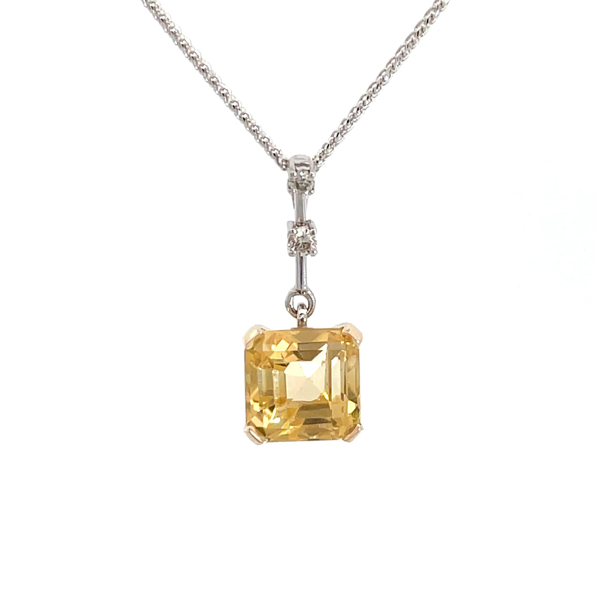 9ct White and Yellow Gold Citrine and Diamond Pendant