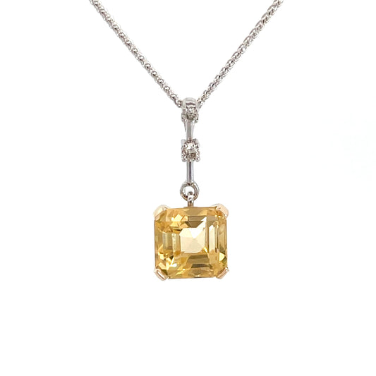 9ct White and Yellow Gold Citrine and Diamond Pendant