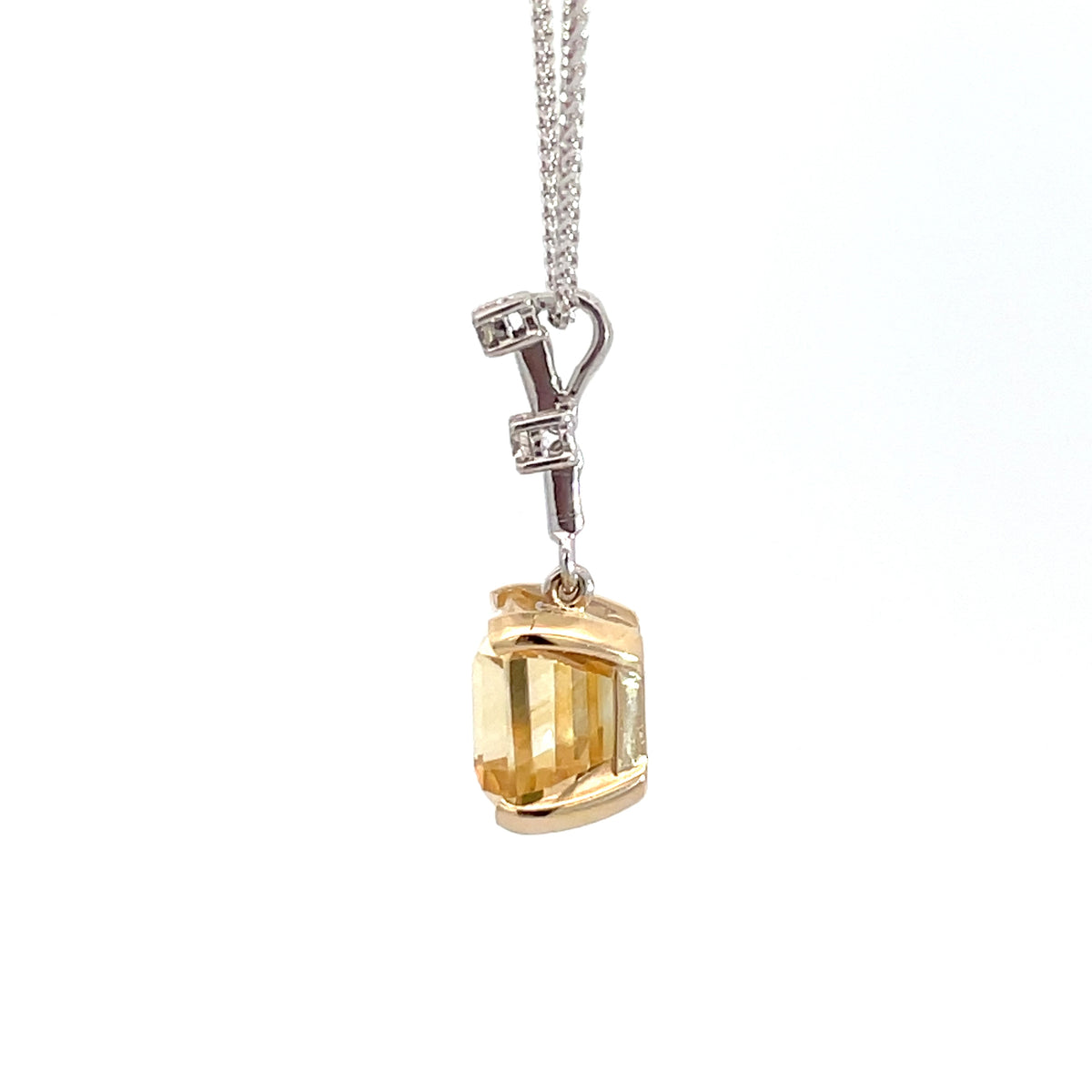 9ct White and Yellow Gold Citrine and Diamond Pendant
