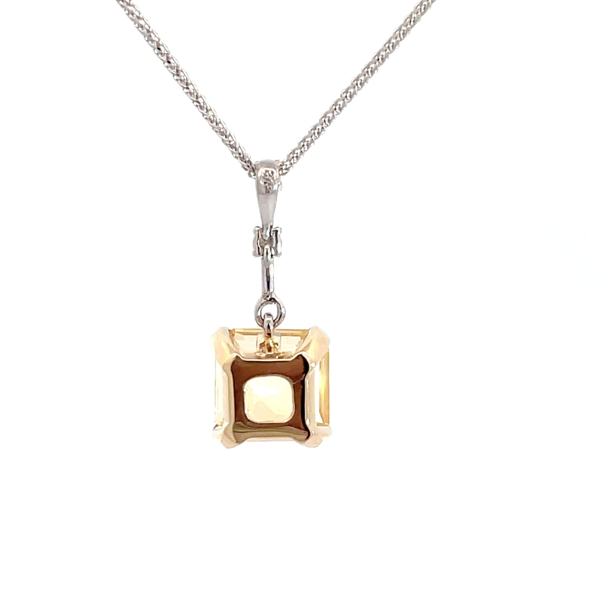 9ct White and Yellow Gold Citrine and Diamond Pendant