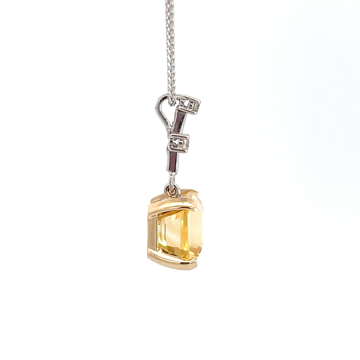 9ct White and Yellow Gold Citrine and Diamond Pendant