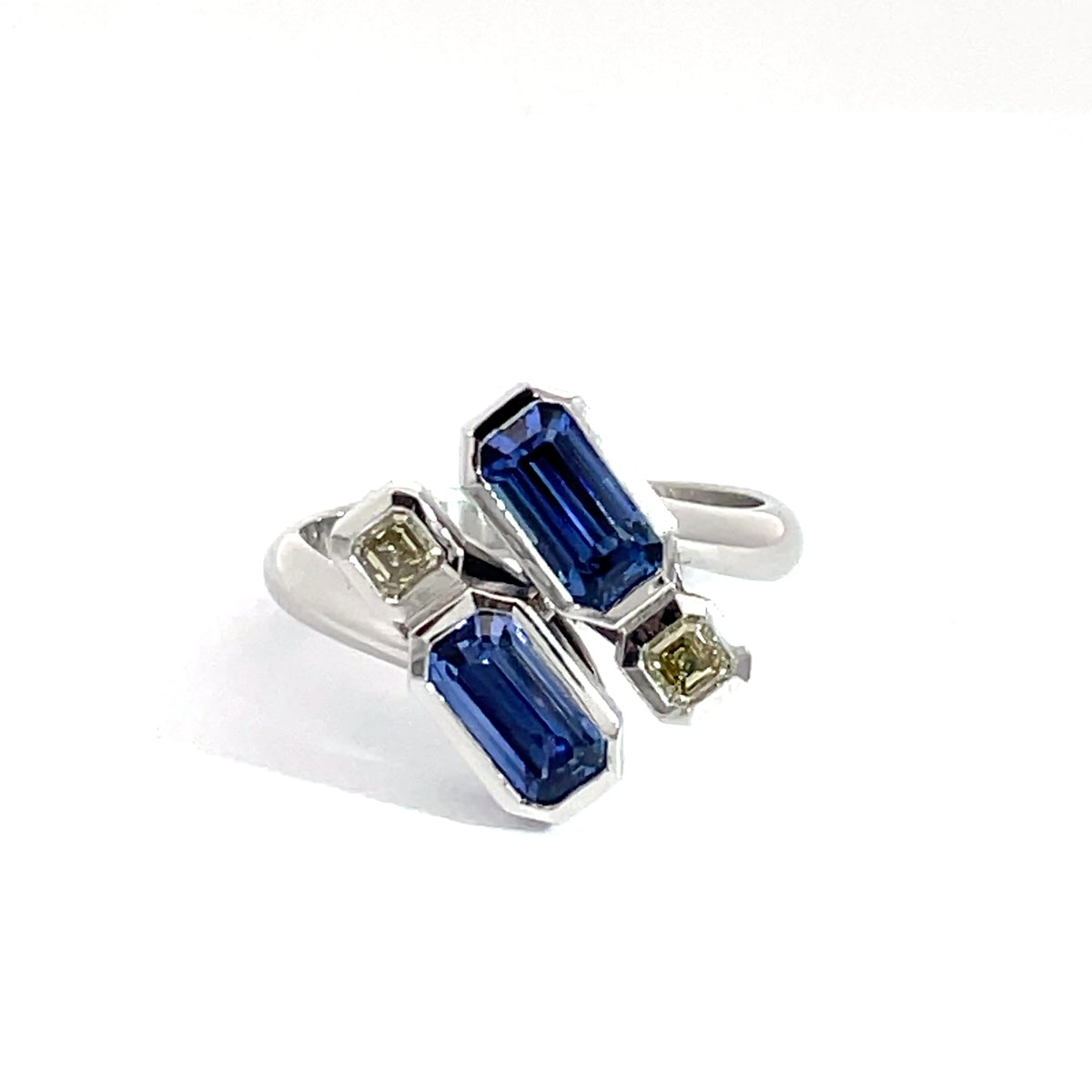 Two Boats 18ct White Gold Sapphire and Diamond Ring