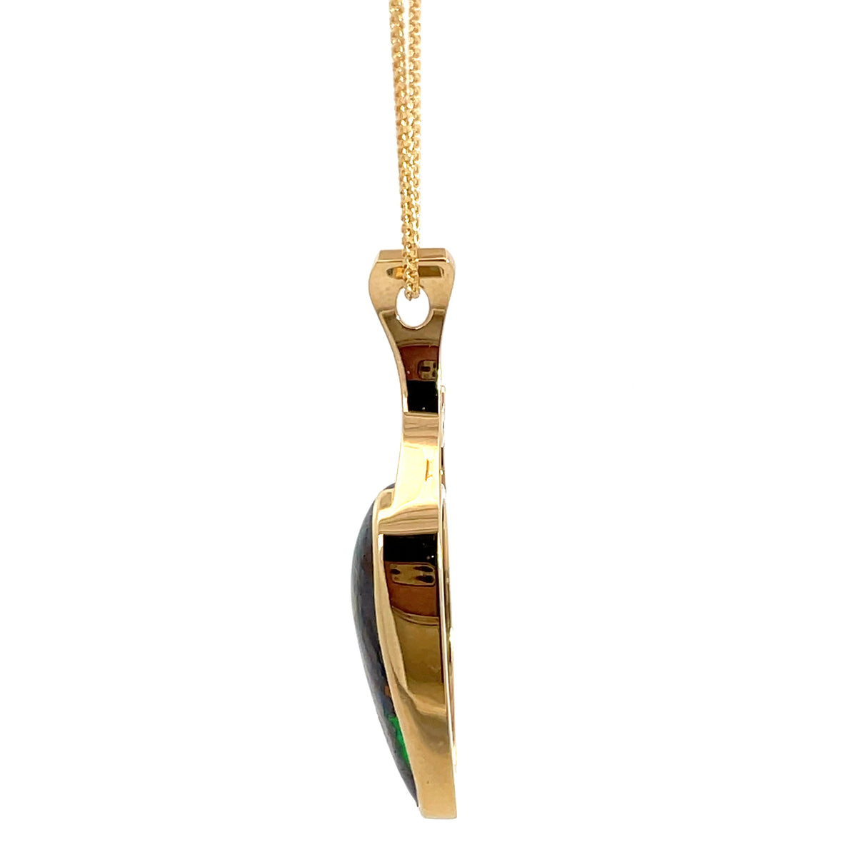 18ct Yellow Gold Boulder Opal and Diamond Pendant