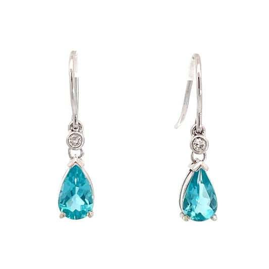9ct White Gold Madagascar Apatite Drop Earrings