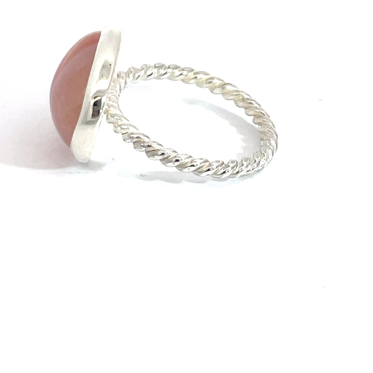Sterling Silver Banded Agate Orange Ring