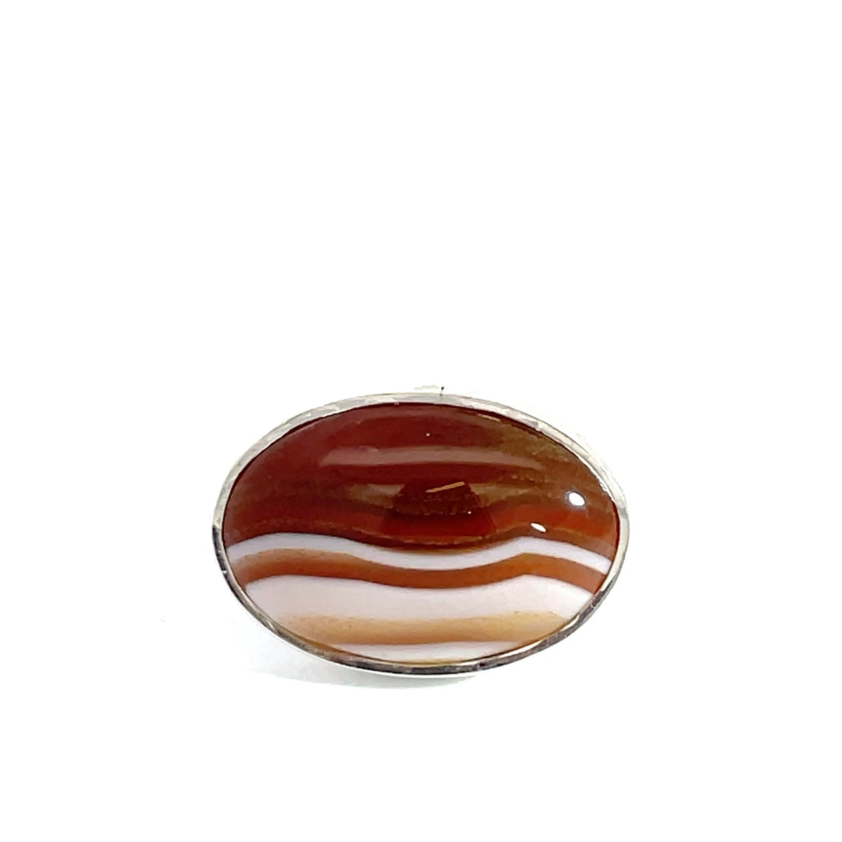 Sterling Silver Banded Agate Brown Ring