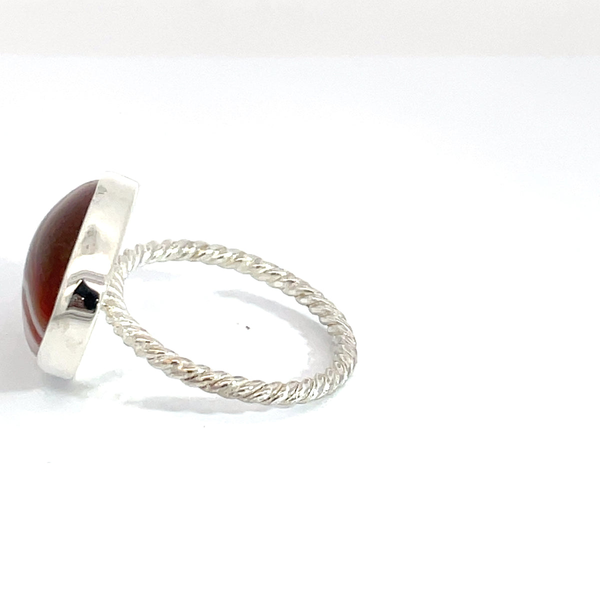 Sterling Silver Banded Agate Brown Ring