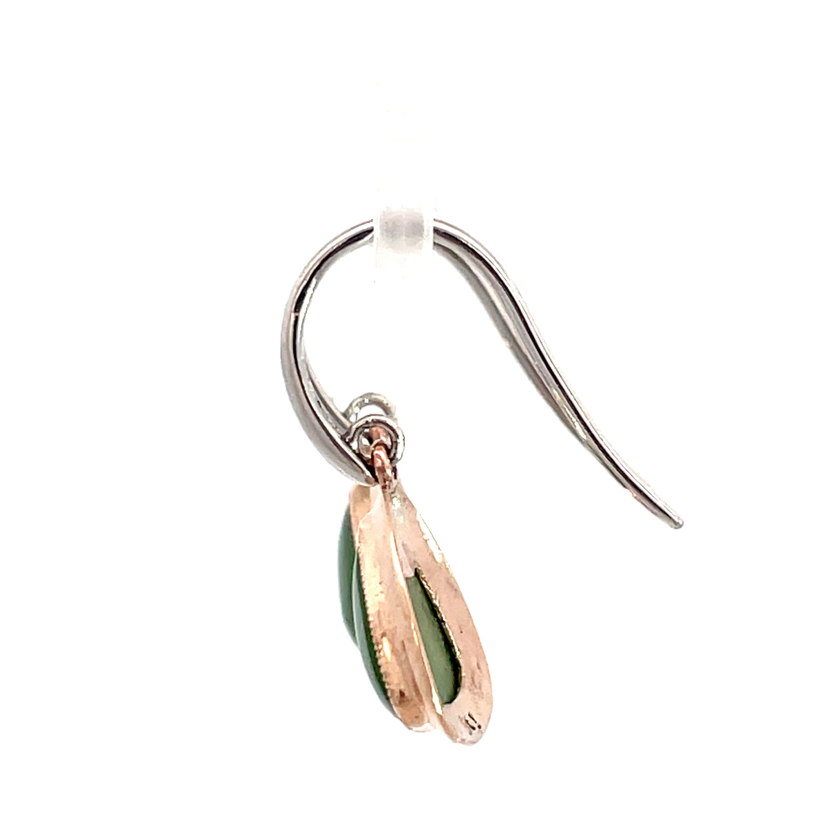 9ct Rose Gold and Sterling Silver Greenstone Drop Earrings
