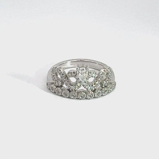 18ct White Gold Princess Crown Ring