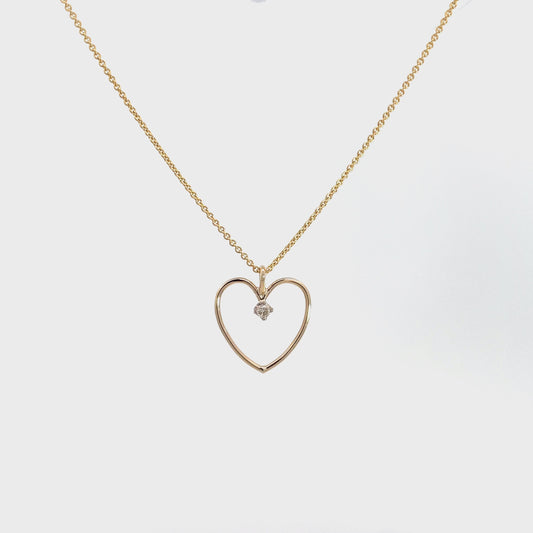 9ct Yellow Gold Diamond Heart Pendant