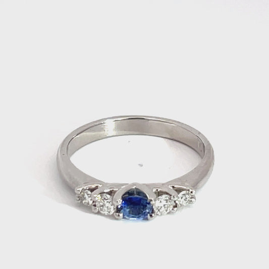 Platinum Diamond and Sapphire Ring