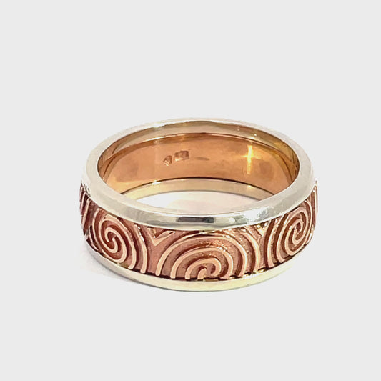 9ct Rose Gold and White Gold Spiral Ring