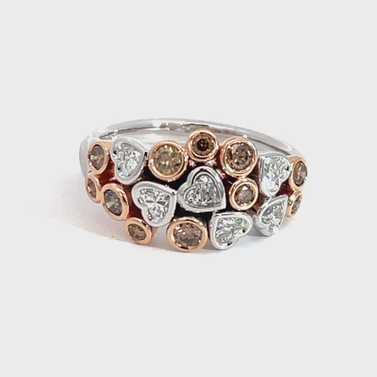 18ct White and Rose Gold Heart Shape Diamond Ring