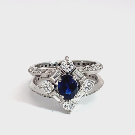 18ct White Gold Sapphire and Diamond Ring