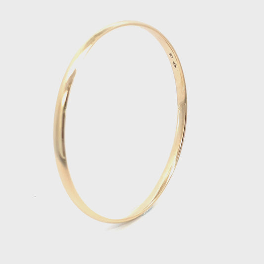 9ct Yellow Gold Round 4mm Bangle