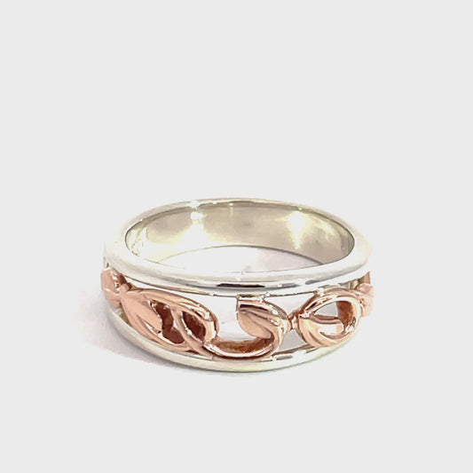 9ct White and Rose Gold Vine Ring