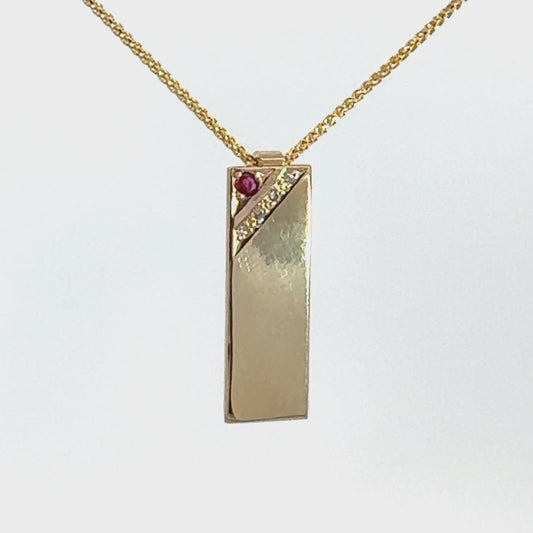 9ct Yellow Gold Ruby and Diamond Pendant