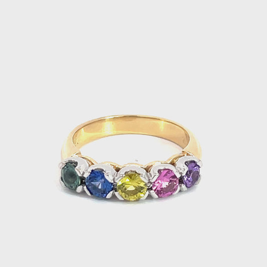 18ct Yellow and White Gold Sapphire and Diamond Ring