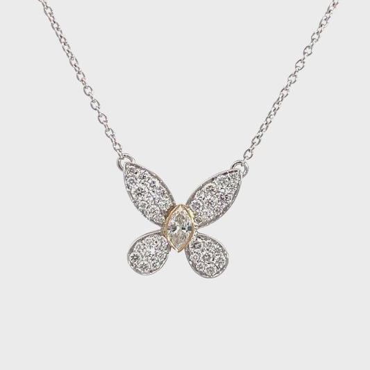 18ct White Gold Diamond Butterfly Necklace