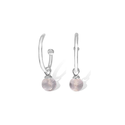 Sterling Silver Rose Quartz Hoop Earrings