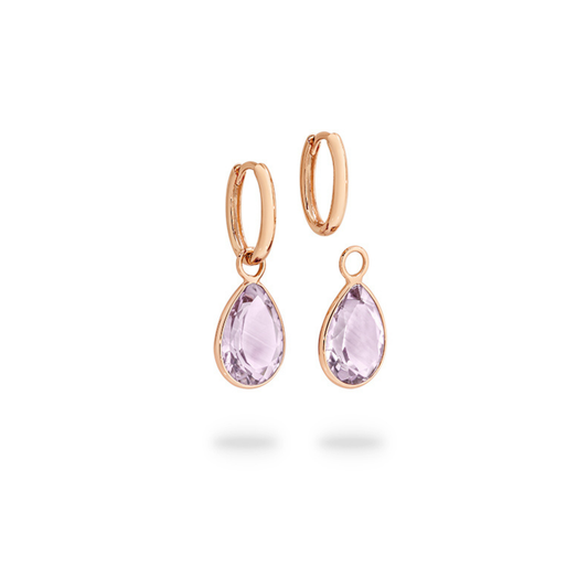 9ct Rose Gold Pink Amethyst Huggies