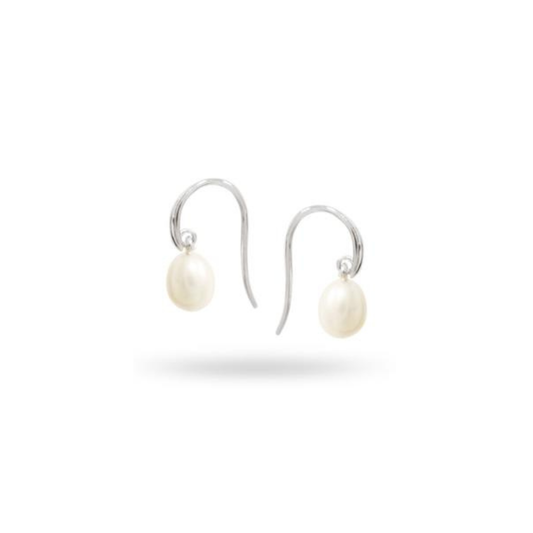 Sterling Silver Swinging Hook Pearl Earrings