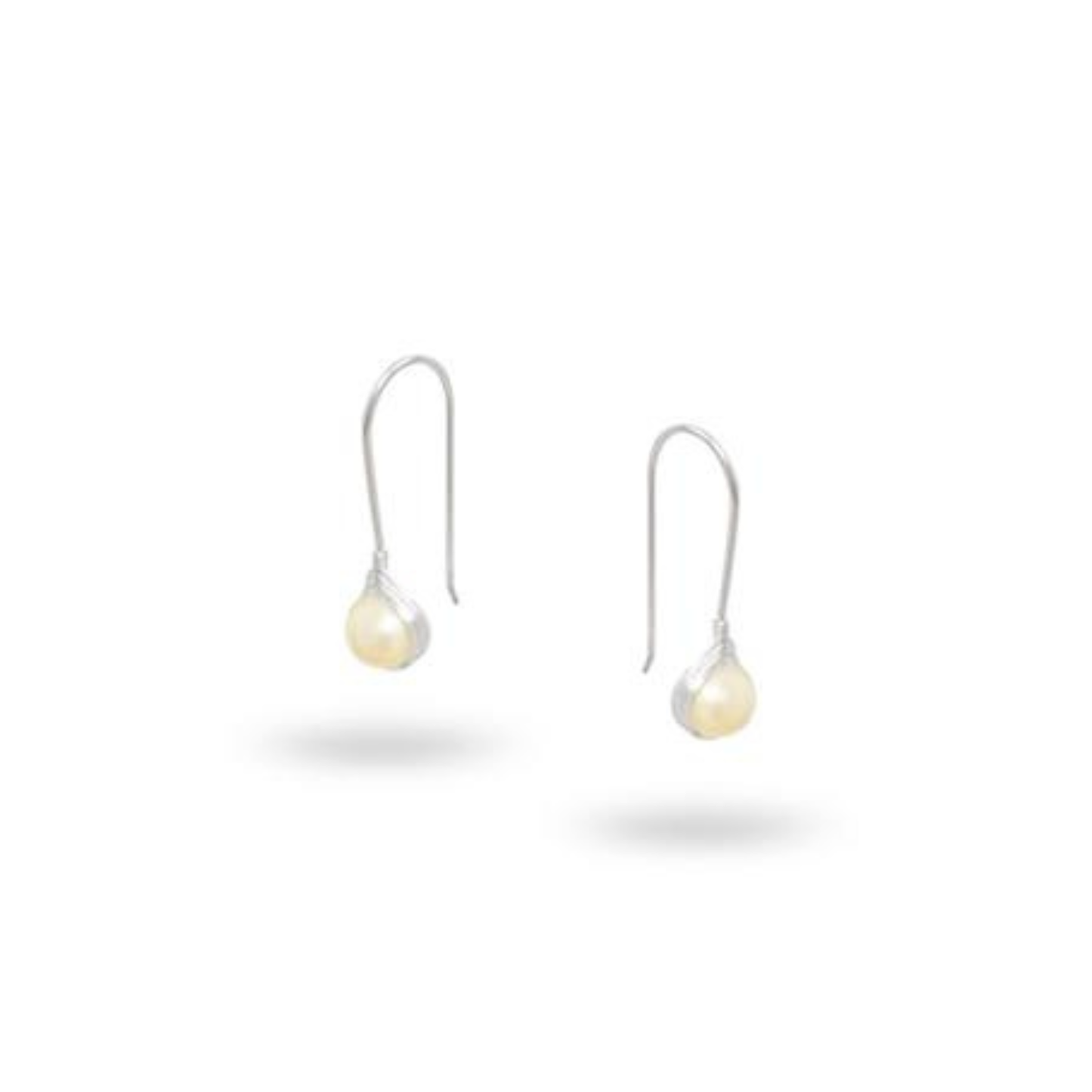 Sterling Silver Coil Hook Pearl Earrings
