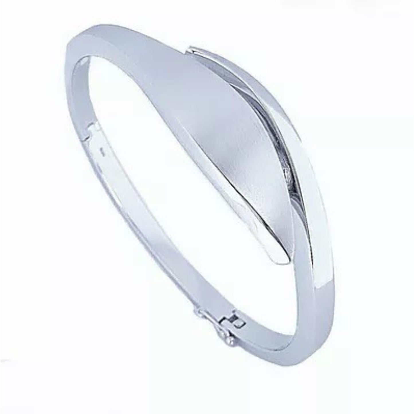 Sterling Silver Rhodium Plated Hinged Bangle