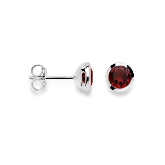 Sterling Silver Garnet Studs