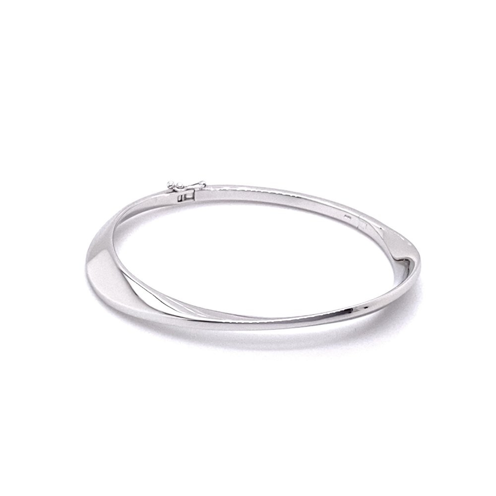 Sterling Silver Rhodium Plated Curved Bangle
