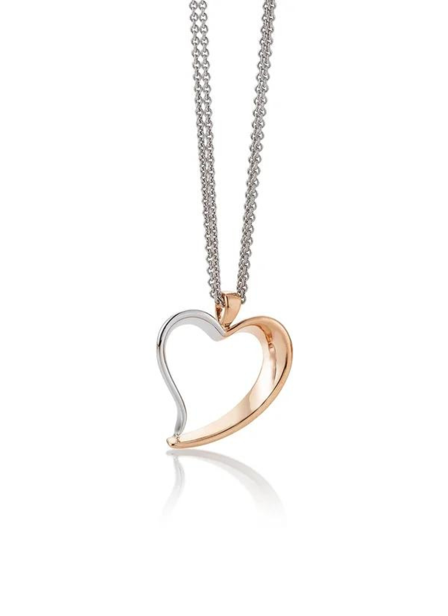 Sterling Silver Gold Plated Open Heart Necklace