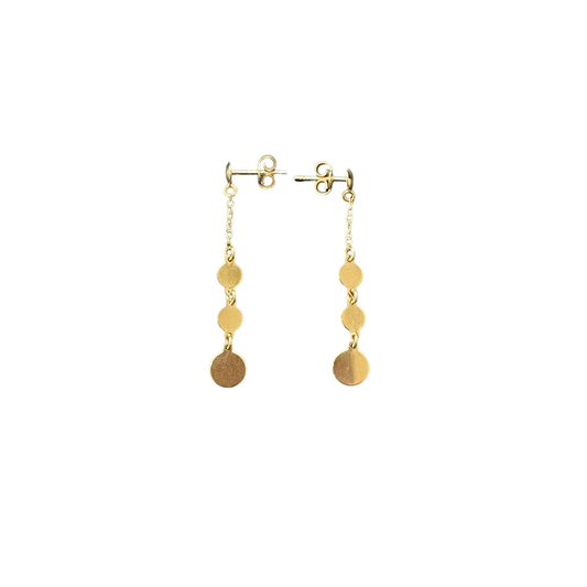 9ct Yellow Gold Drop Chain Circle Earrings