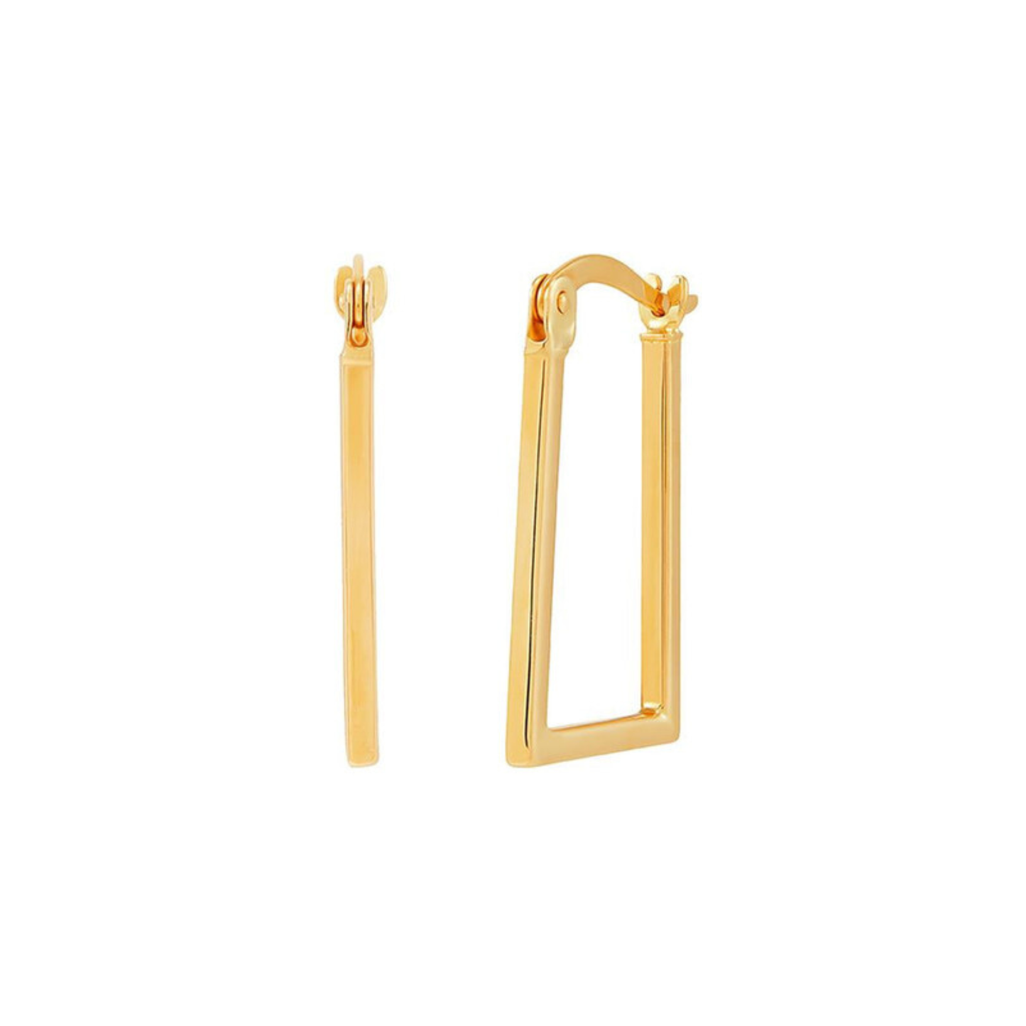 9ct Yellow Gold Oblong Square Tube Hoops