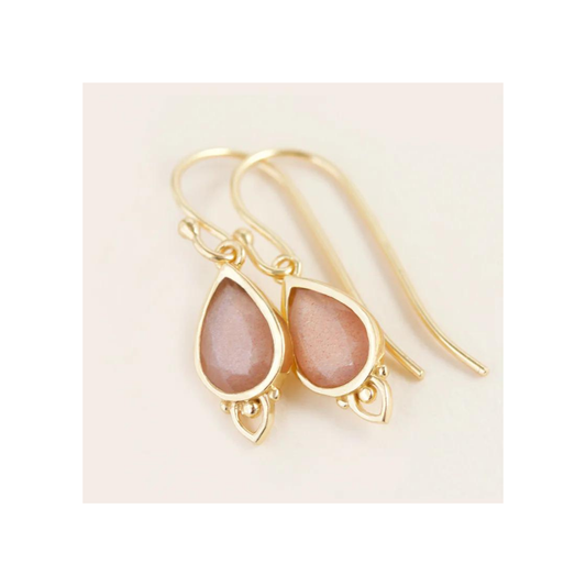 14ct Gold Vermeil Peach Moonstone Drop Earrings