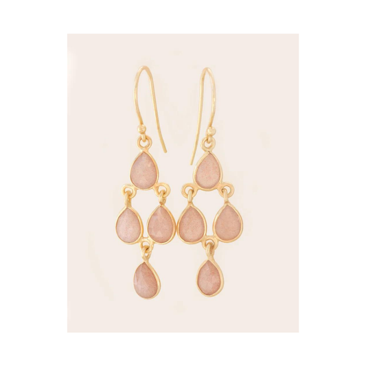 14ct Gold Vermeil Peach Moonstone Cluster Earrings