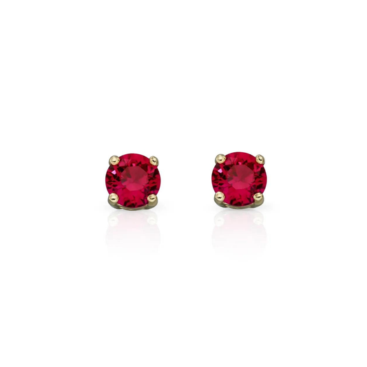9ct Yellow Gold 4 mm Ruby Stud Earrings