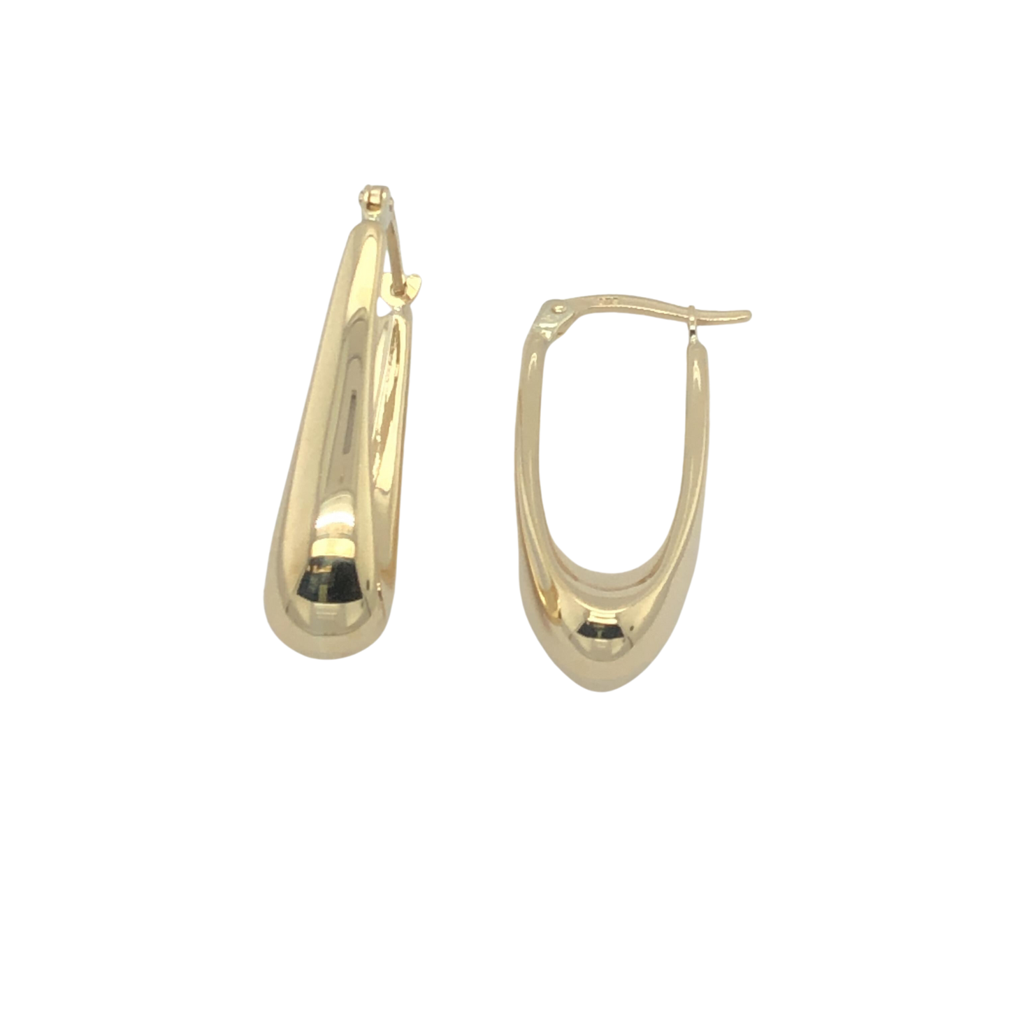 9ct Yellow Gold Oval Bulbus Hoops