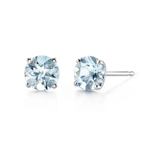 9ct White Gold Aquamarine Stud Earrings