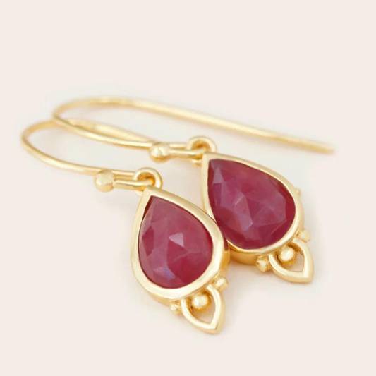 14ct Gold Vermeil Ruby Drop Earrings