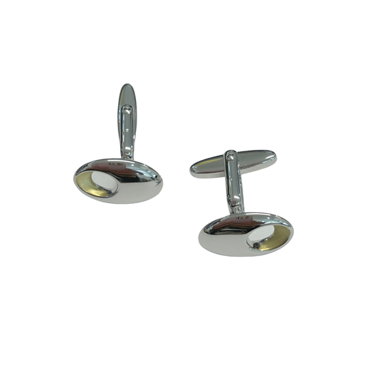 Sterling Silver Yellow Gold plated Oval Cufflinks