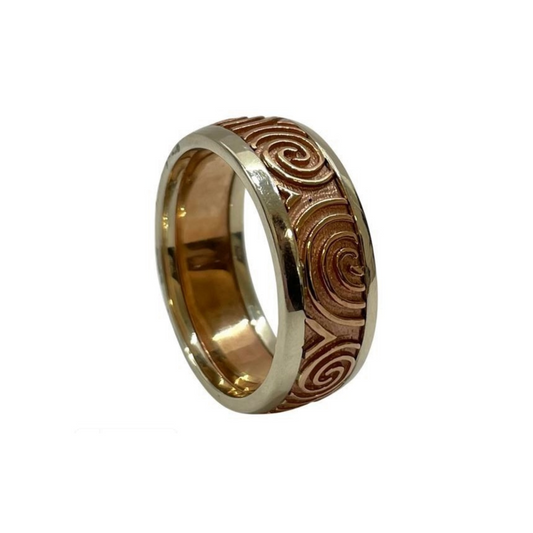 9ct Rose Gold and White Gold Spiral Ring